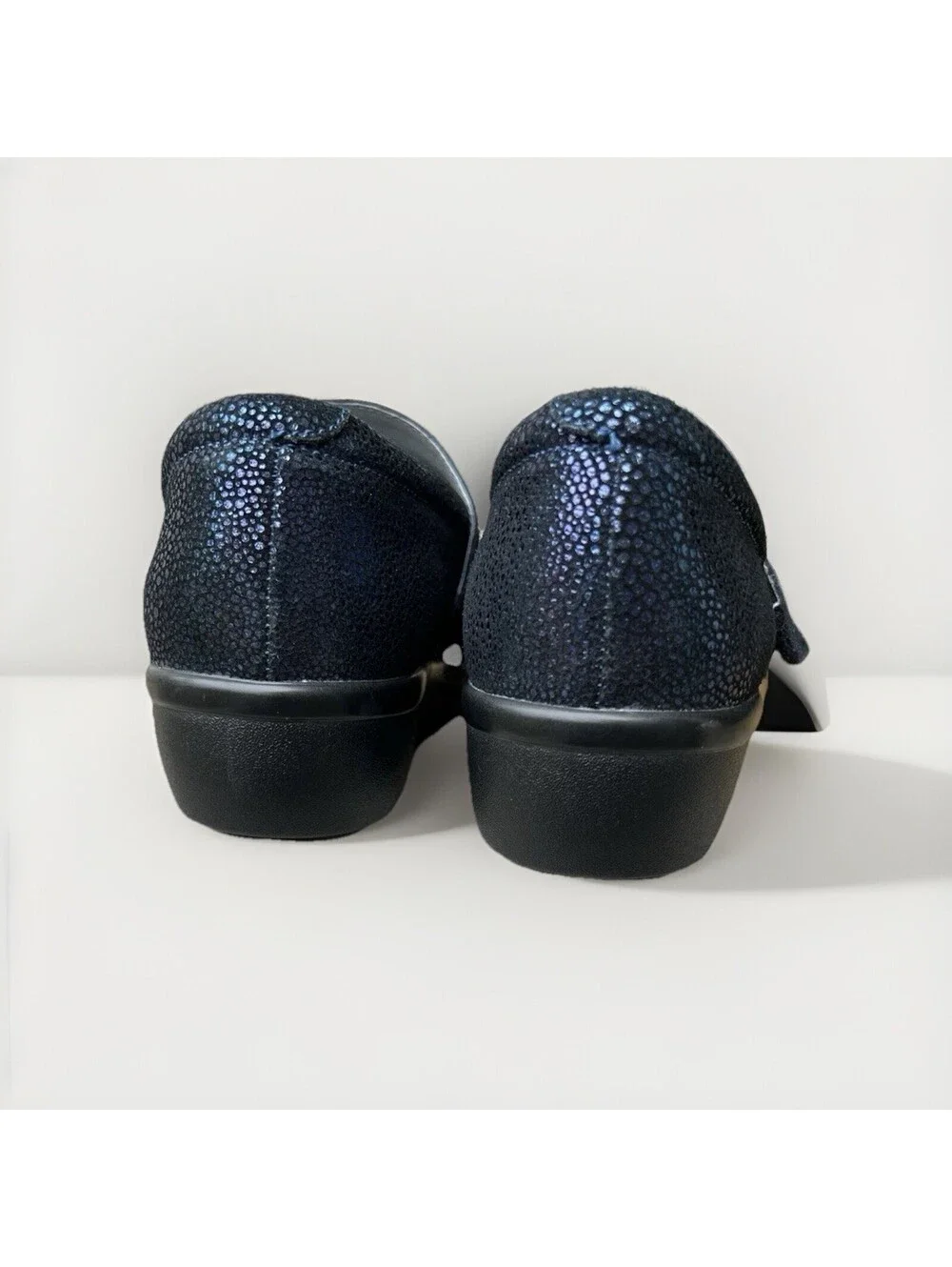 Alegria Lauryn LAU-302 Shimmer Blue Leather Clogs Women 37 US 7/7.5 Comfort Work